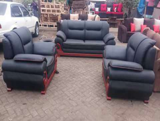 5 Seater Black Leather Sofa Set , Nairobi -  Kenya