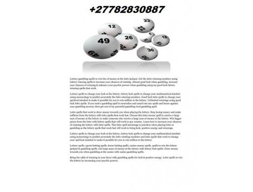 Lotto How To Win Lotto Jackpot by Powerful Spells That Work Fast In Benoni Call +27782830887 Pietermaritzburg, Benoni -  South Africa